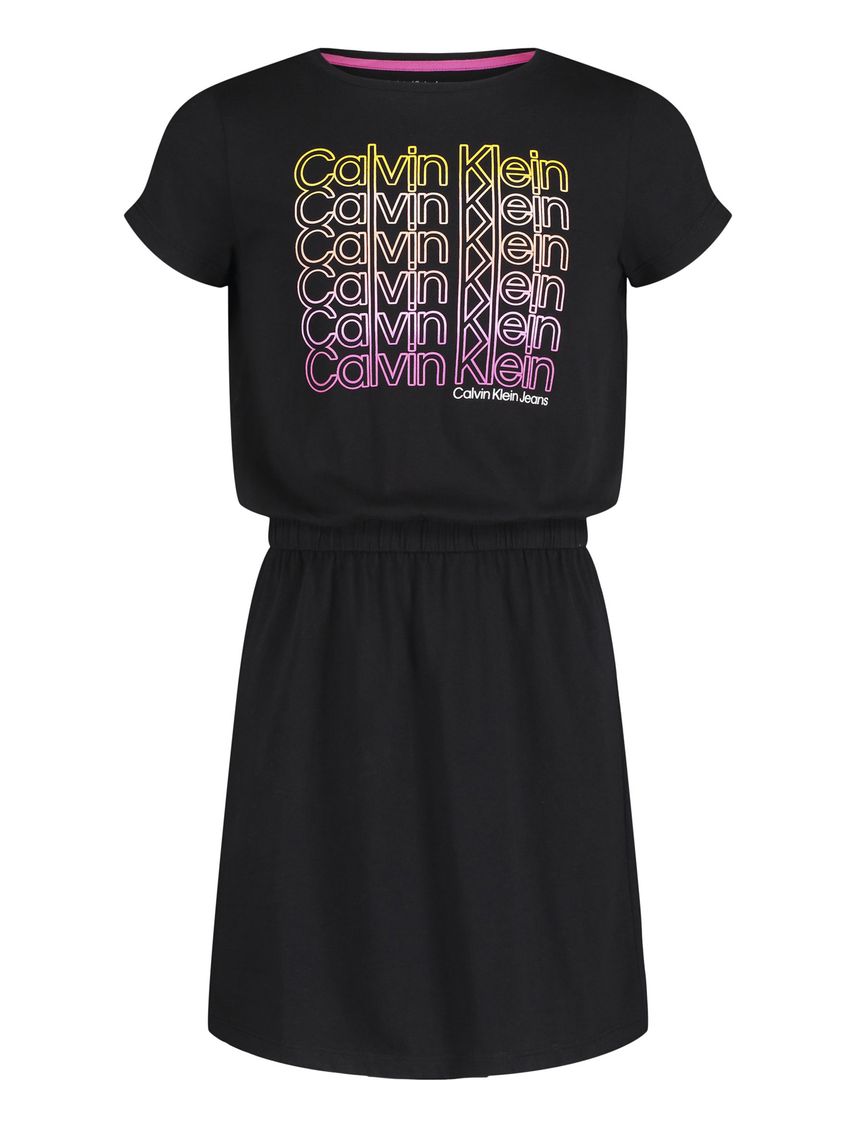 Vestido con logo repetitivo para niña