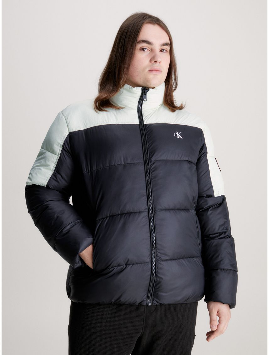 Campera de plumas color block