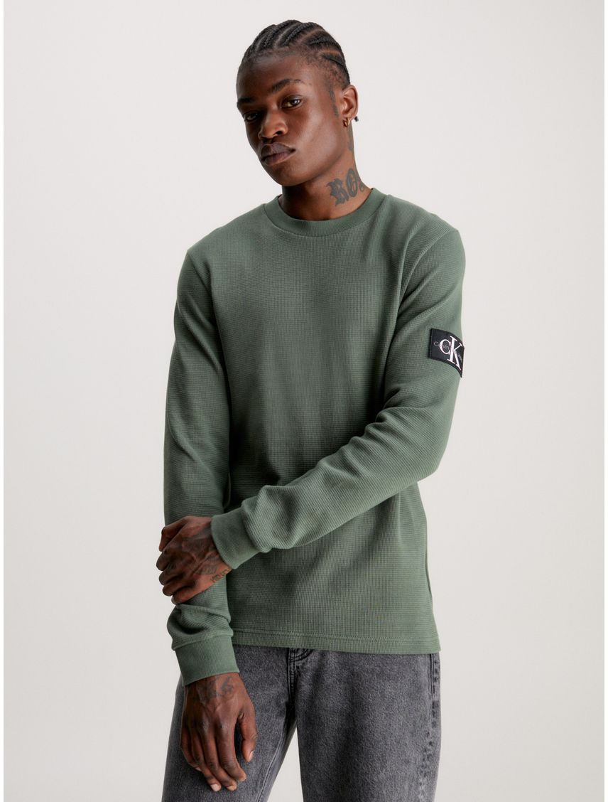 Remera slim de manga larga de punto gofrado