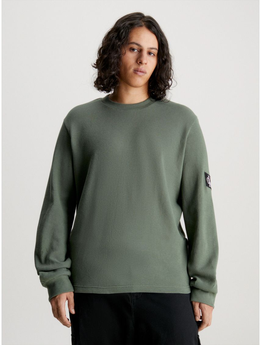 Remera slim de manga larga de punto gofrado