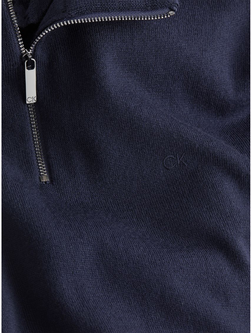 Sweater de cuello con cremallera en lana merino