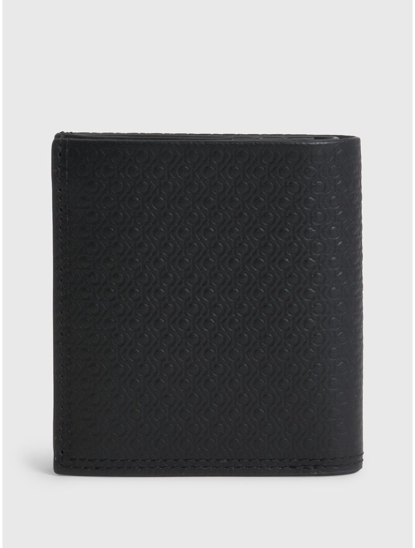 Billetera de piel de plegado triple con RFID con logo