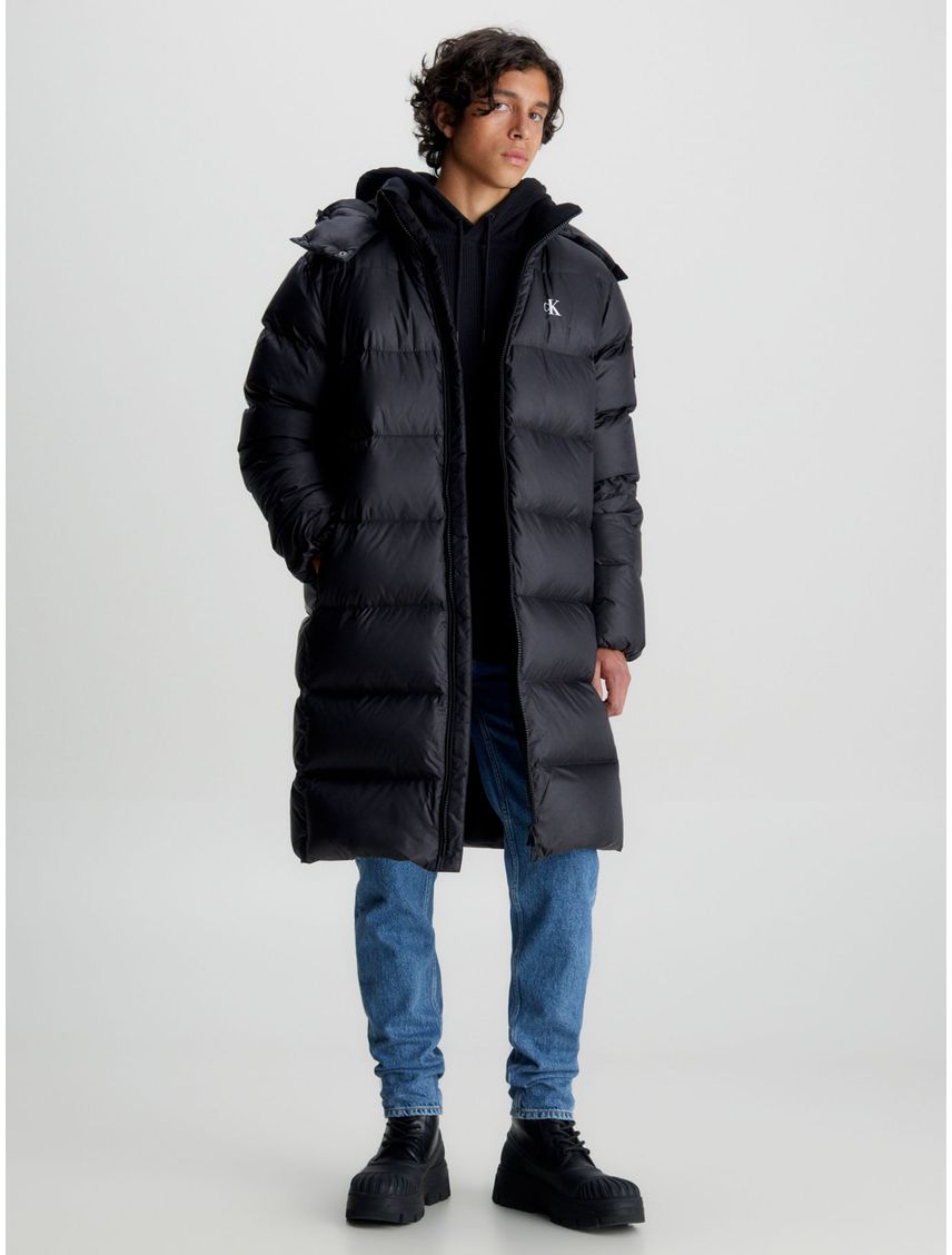 Campera larga de plumas essentials