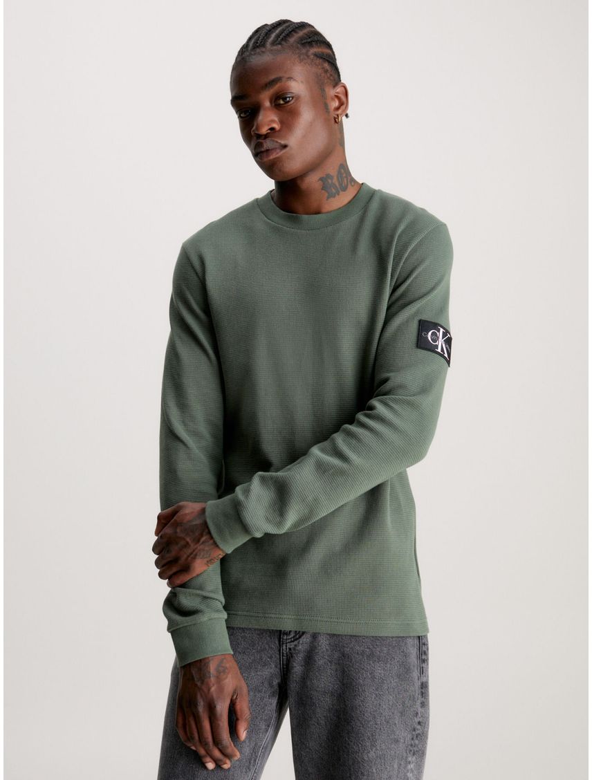 Remera slim de manga larga de punto gofrado