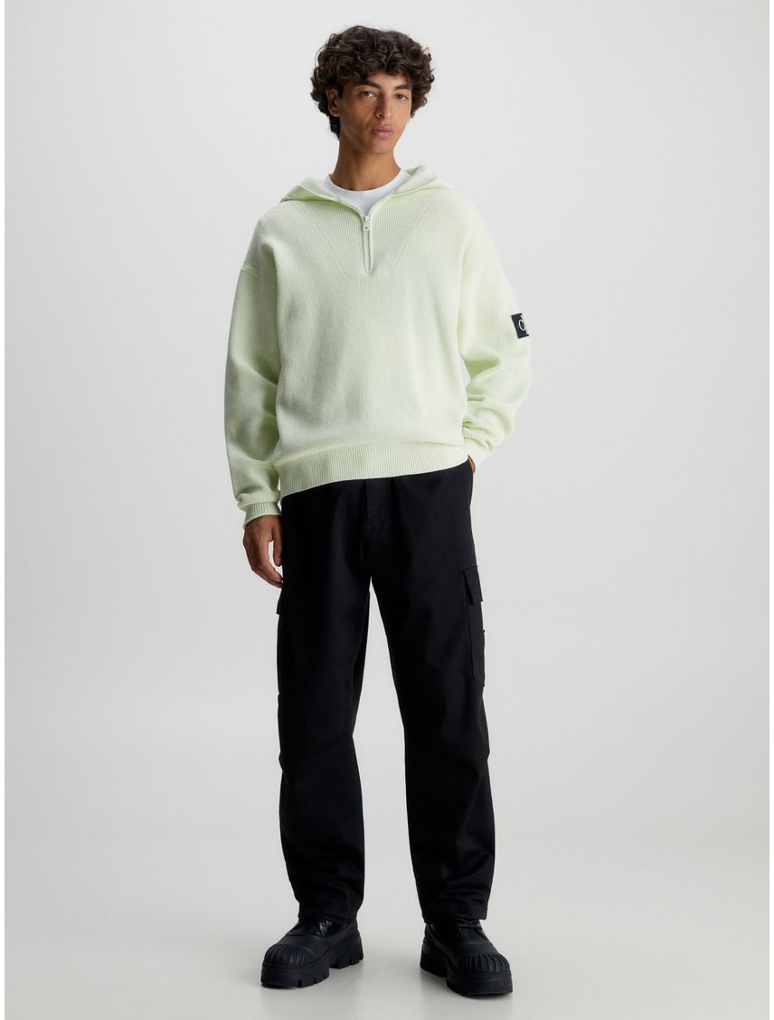 Sweater con capucha de algodón gofrado