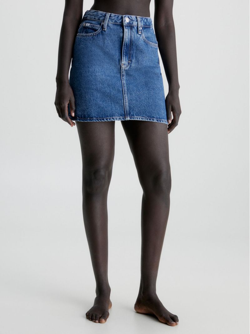 Minifalda denim de talle alto