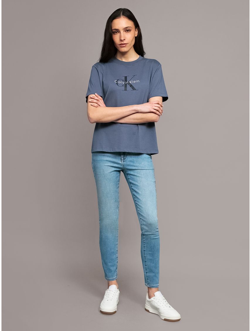 Remera clásica con monograma estampado y bordado Regular Fit