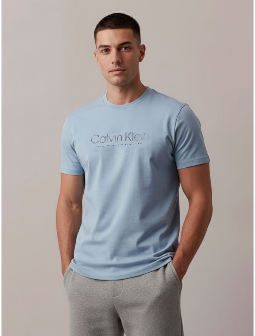 Remera con logotipo satinado