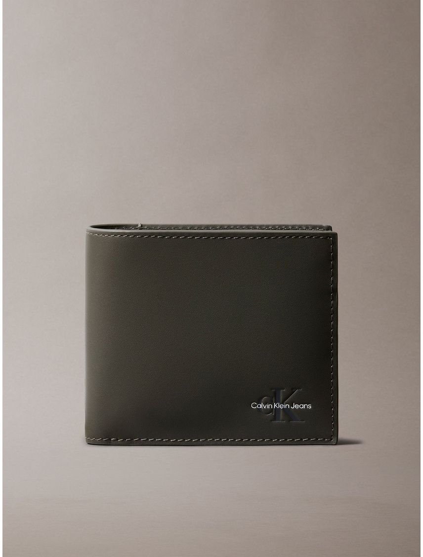 Billetera mono logo bifold de cuero