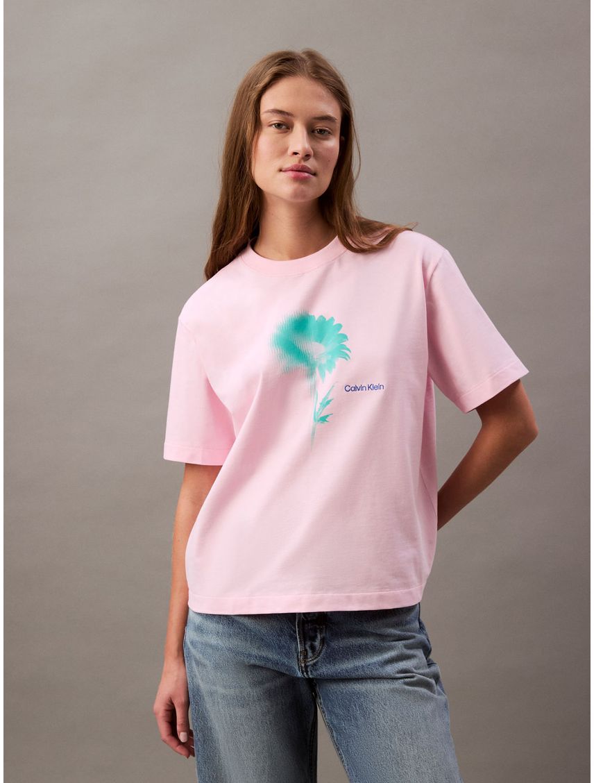 Remera boxy con gráfico floral