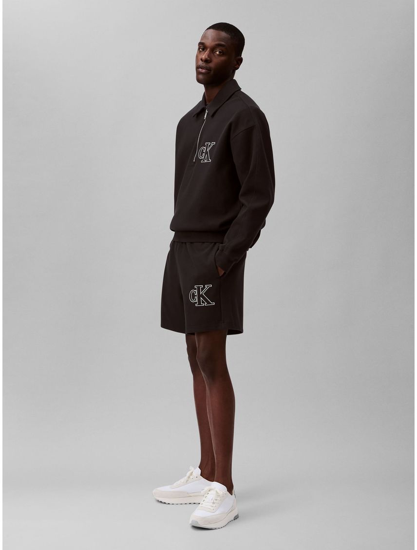 Short de algodón tipo morley con monograma bordado