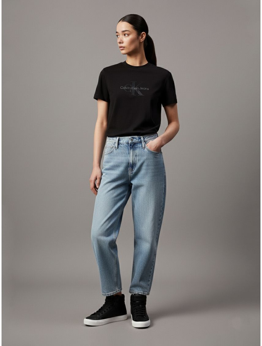 Remera regular con monograma brillante