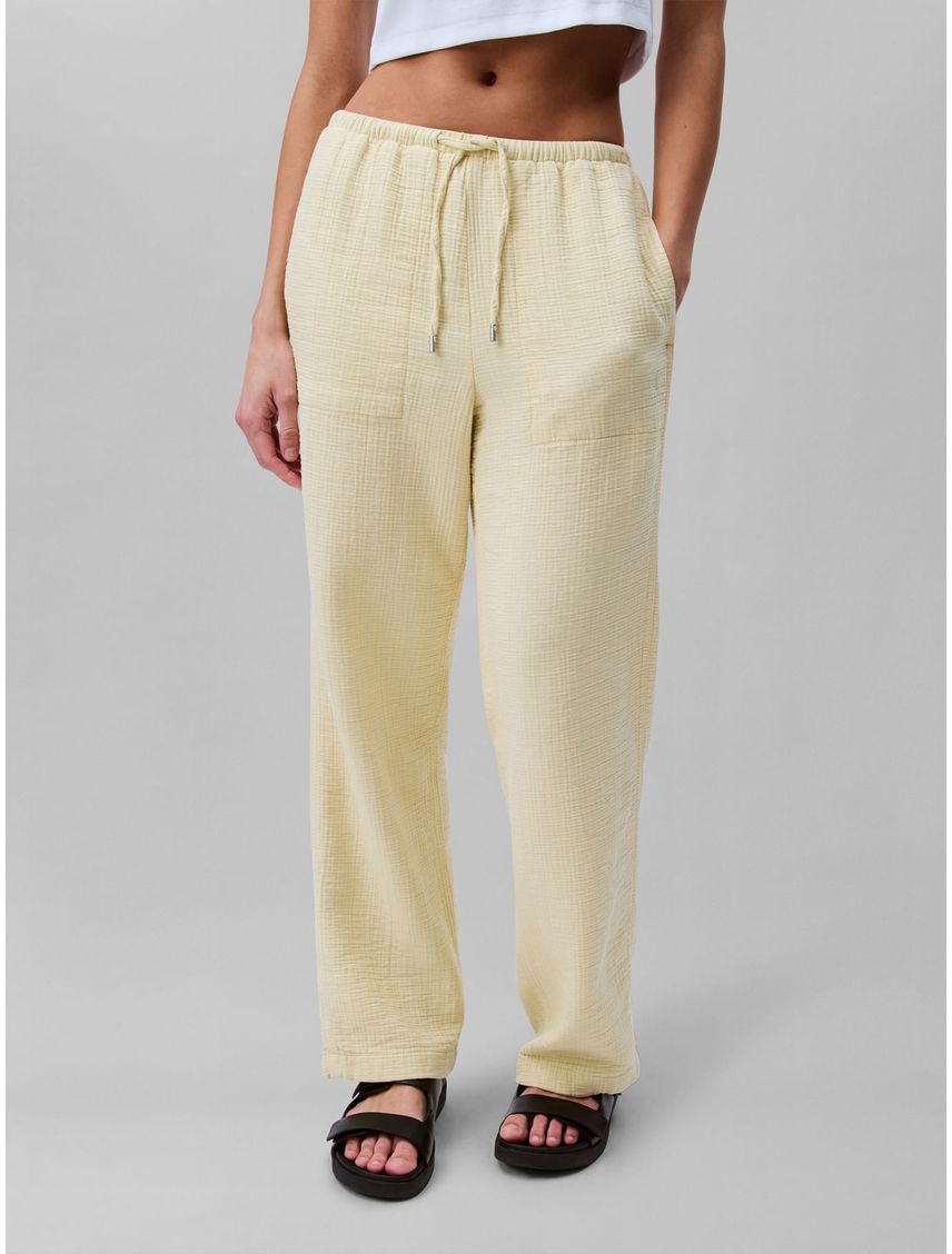Pantalón de gasa doble con cintura elástica