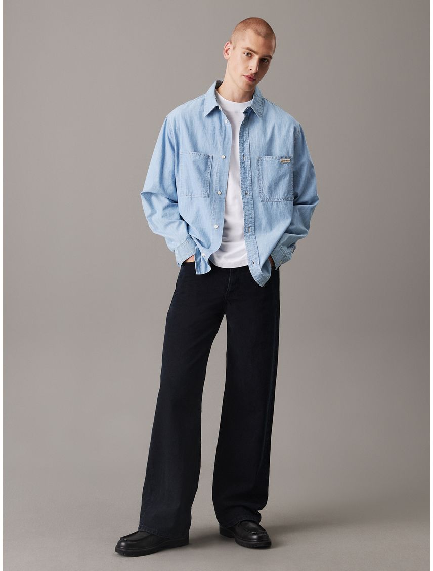 Camisa denim holgada de cambray