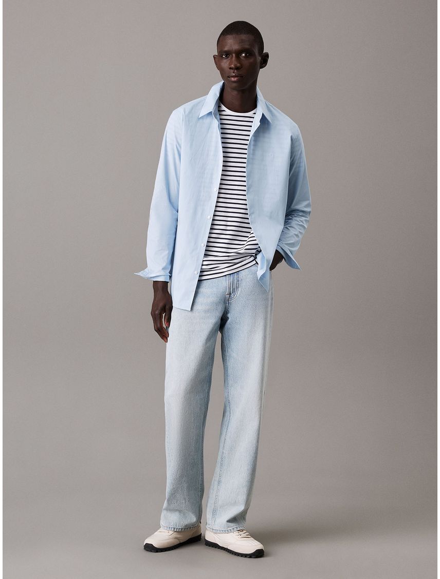 Camisa slim fit elástica de manga larga