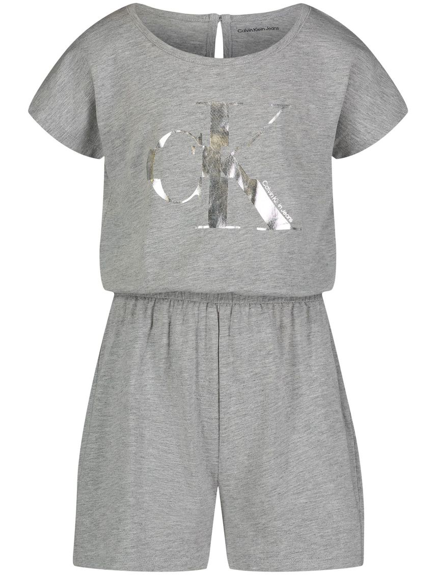 Mono con pantalón corto y monograma para niña