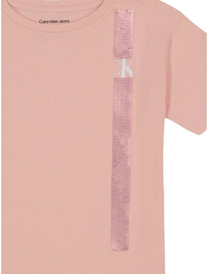 Remera con diseño vertical de lentejuelas para niña