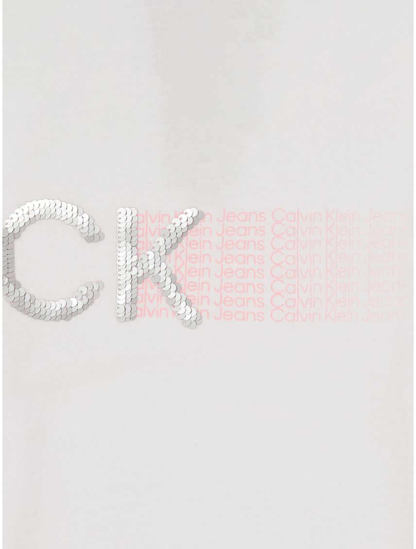 Remera con logotipo en lentejuelas para niñas