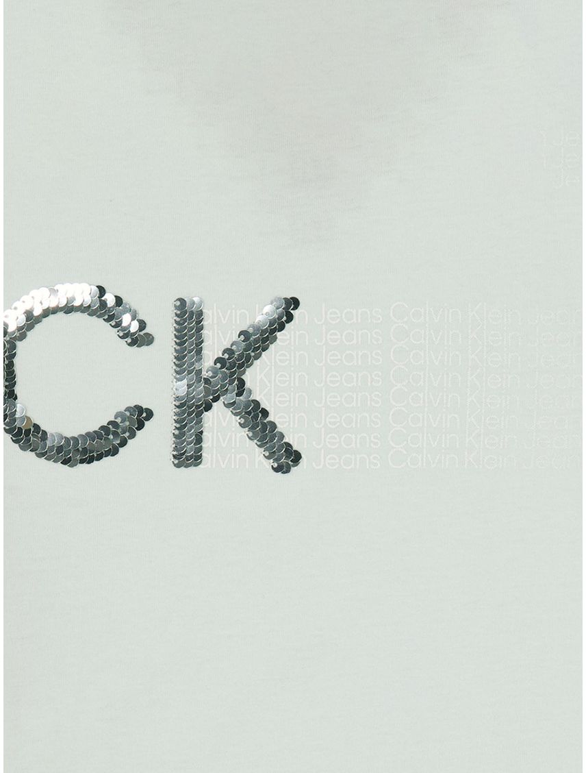 Remera con logotipo en lentejuelas para niñas