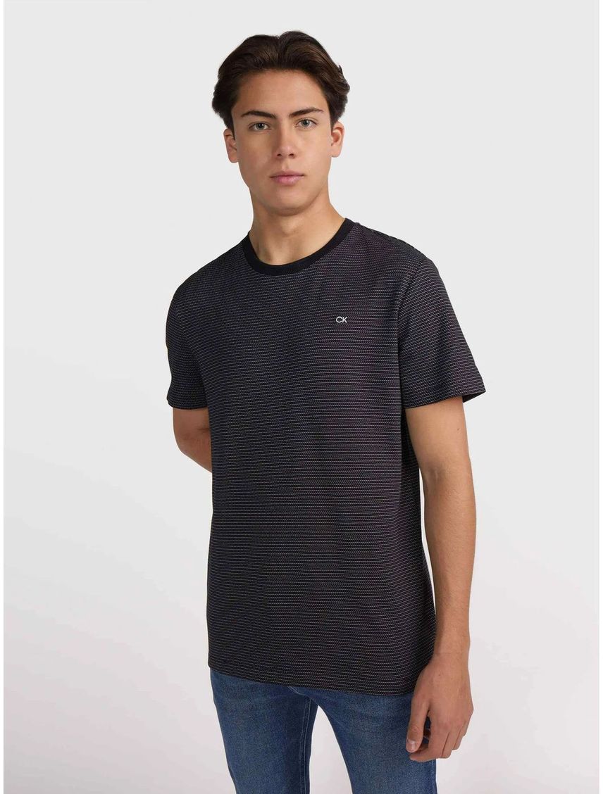 Remera con rayas finas de tejido jacquard Regular Fit